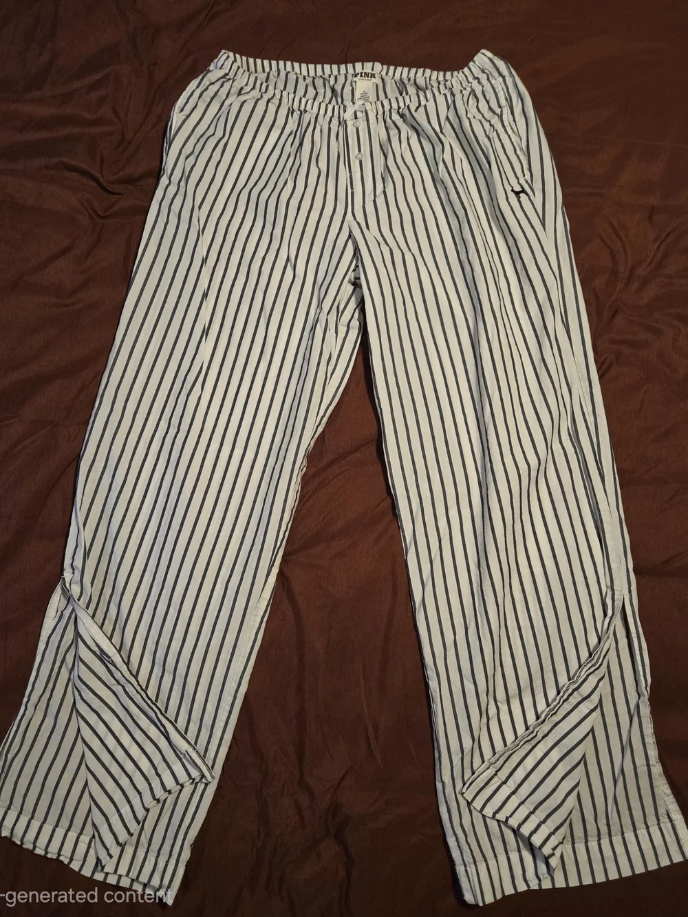 PINK  Women’s Grey & Navy Raglan Tee, With Blue & White Striped Matching Set
